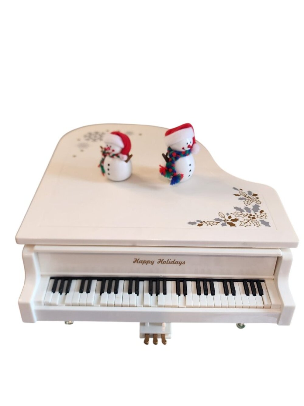 Vintage Magical Christmas Grand Piano Music Box plays 12 songs Dancing Snowmen